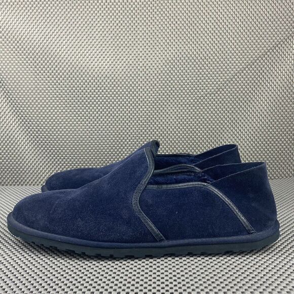 UGG Cooke Slip On Loafer Shoes Mens Size 10 Navy Blue Sheepskin Folding Back